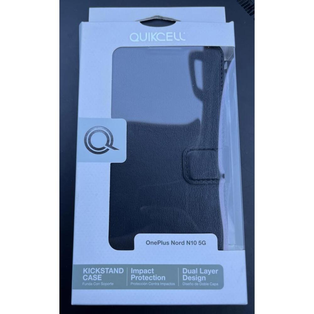 QuickCell Kickstand Wallet Case For OnePlus Nord N10 5G Black Leather Folio